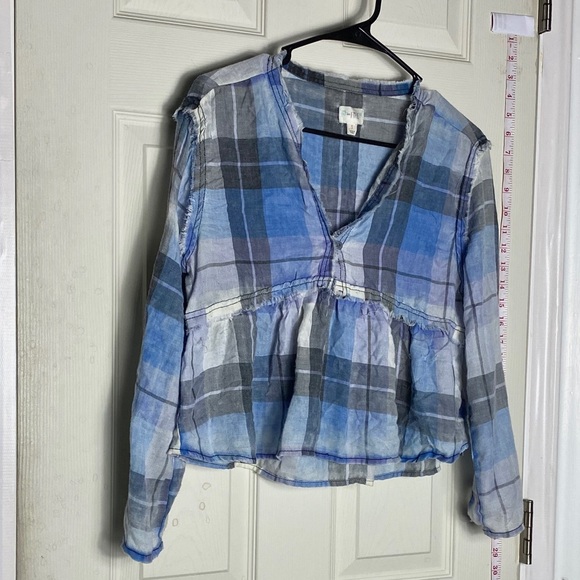 love, Fire Tops - Love fire top blouse shirt plaid womens cotton S